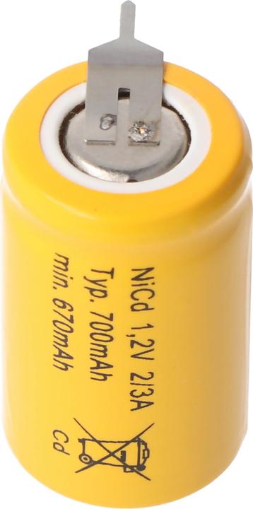 Immagine prodotto AccuCell Akku KR-600AE 2/3 A Cadnica mit 3-er Print, 1-er + / 2-er -- (1 pz., 700 mAh, Batteria + Caricabatterie)