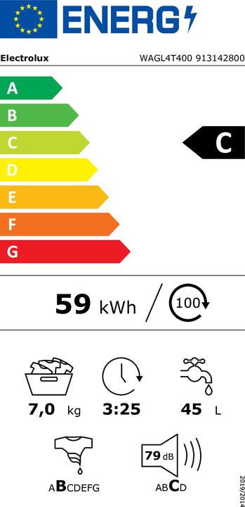 Energy Label Electrolux WAGL4T400 (7 kg, Upwards)