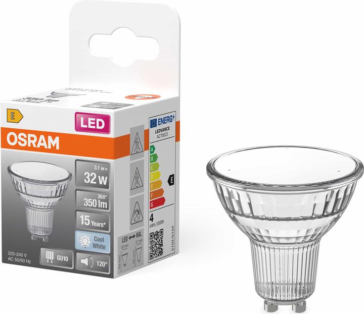 Produktbild Osram LED Leuchtmittel LED STAR PAR16 3.1W 840 GU10 Neutralweiss 4099854458682 (GU10, 3.10 W, 350 lm, 6 x, E)