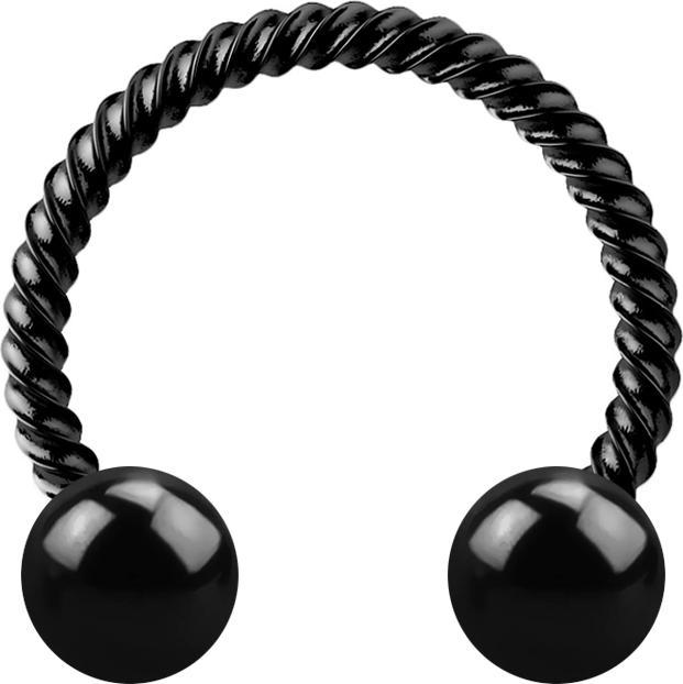 Produktbild Star Piercing Circular Barbell schwarz geflochten mit zwei Kugeln (ohne Messing, Chirurgenstahl 316L)