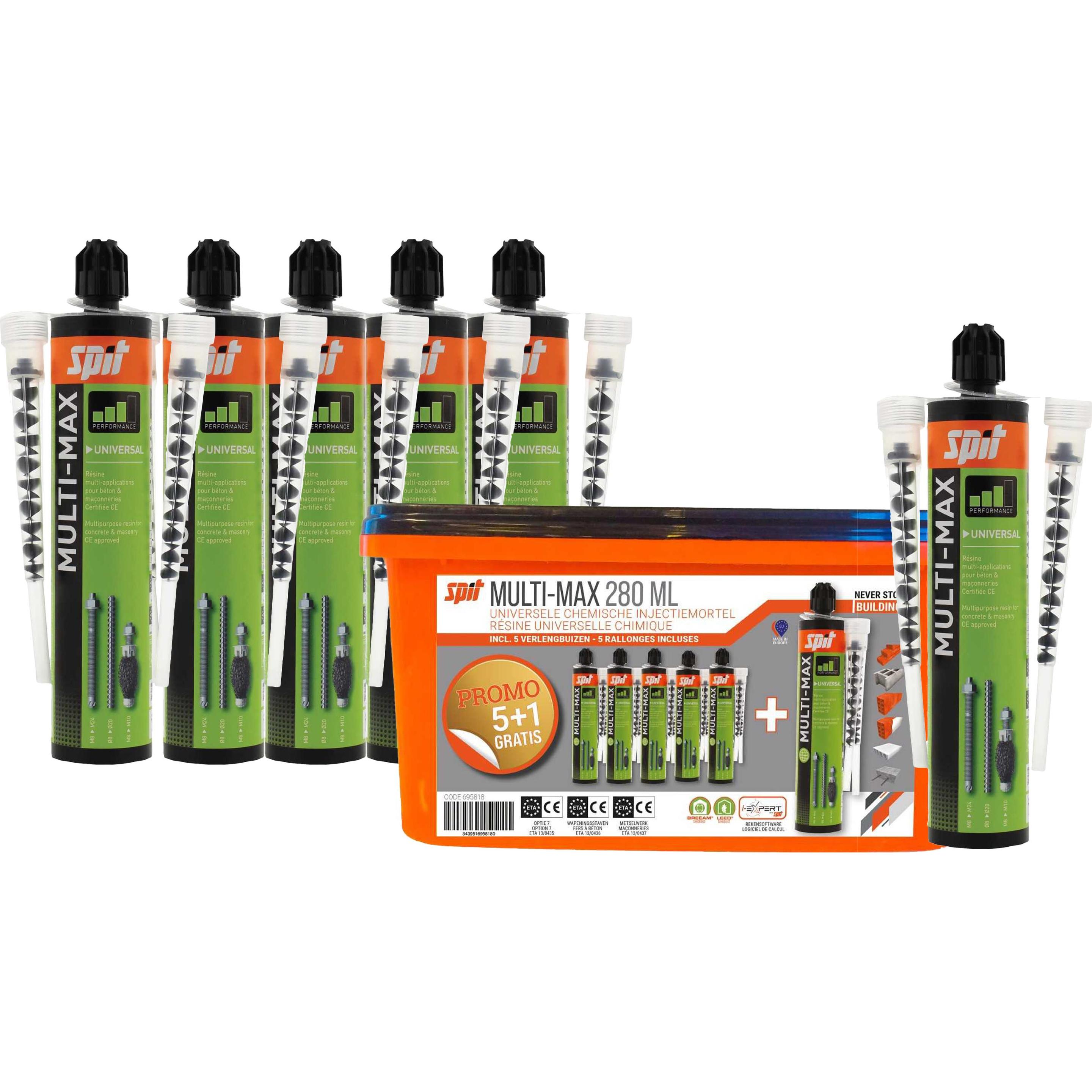 Spit, Tassello, Multi-max injectiemortel - 5+1 koker - 280 ml