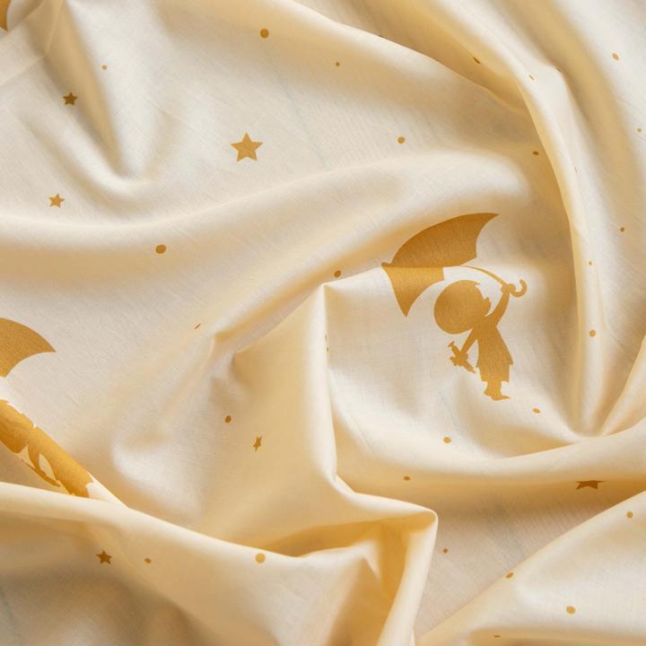 Actual product image Hoppekids ECO Comfort half high bed 90x200 with Yellow Ole Lukoie curtain, White (90 x 200 cm)