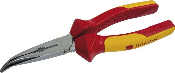 Dönges Flachrundzange, DIN ISO 5745, VDE-isoliert, gebogen, 200 mm (200 mm)