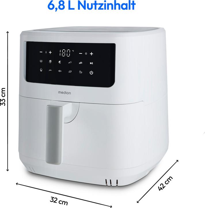 Image du produit Medion MD 11750 Life P10 XL Friteuse à air chaud duo 6,8 l, blanc