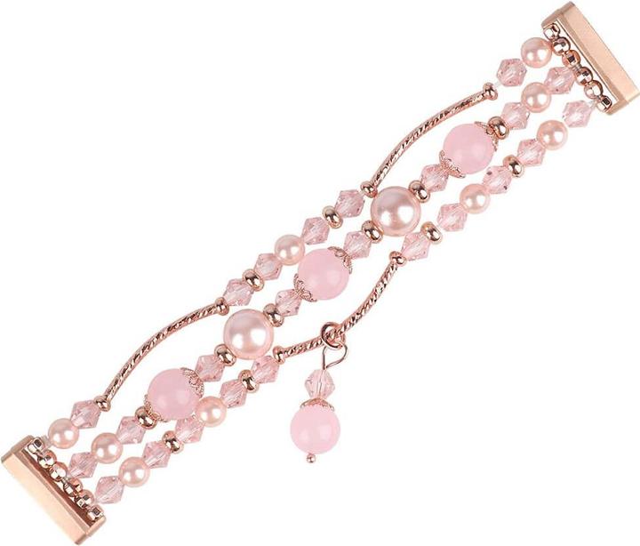 Produktbild Cover-Discount Fitbit Versa 4 / Sense 2 - Perlen Strass Armband rosa (Edelstahl, Versa)