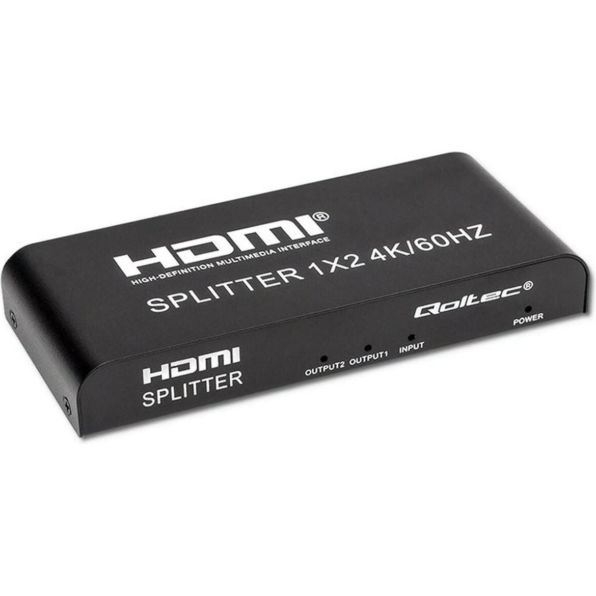 Qoltec 51797 Splitter HDMI attivo 2 x HDMI 4K x 2K 6 Gbit/s 60Hz, Switch box
