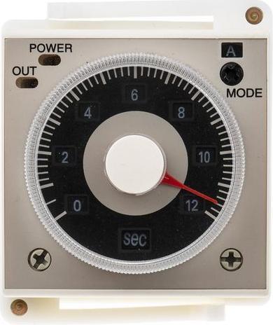 Actual product image RS PRO Timer relay, front panel mounting, 0.1 s 300h, 100 125 V dc, 100 240V ac, 2 cont.