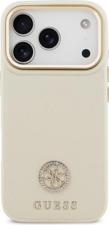 Productafbeelding Guess - Grained Strass Logo MagSafe (GUHMP17LPGCRMDEE) - iPhone 17 Pro - Beige (Apple iPhone 17 Pro)
