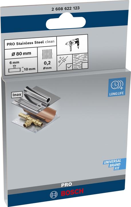 Actual product image Bosch Professional Zubehör PRO Stainless Steel clean disc brush, straight shaft, 80 x 0.2 mm