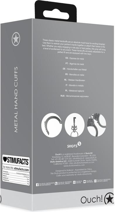 Actual product image Ouch! Metal Hand Cuffs - Silver