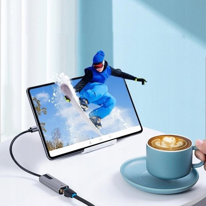 Immagine prodotto Vention Adattatore da USB-C a Gigabit Ethernet 0,15 m grigio in lega di alluminio Tipo (RJ45, USB-C, RJ45 Gigabit Ethernet (1x))