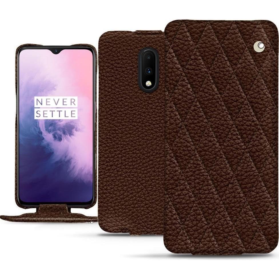 Noreve Lederschutzhülle vertikal (OnePlus 7), Smartphone Hülle, Braun