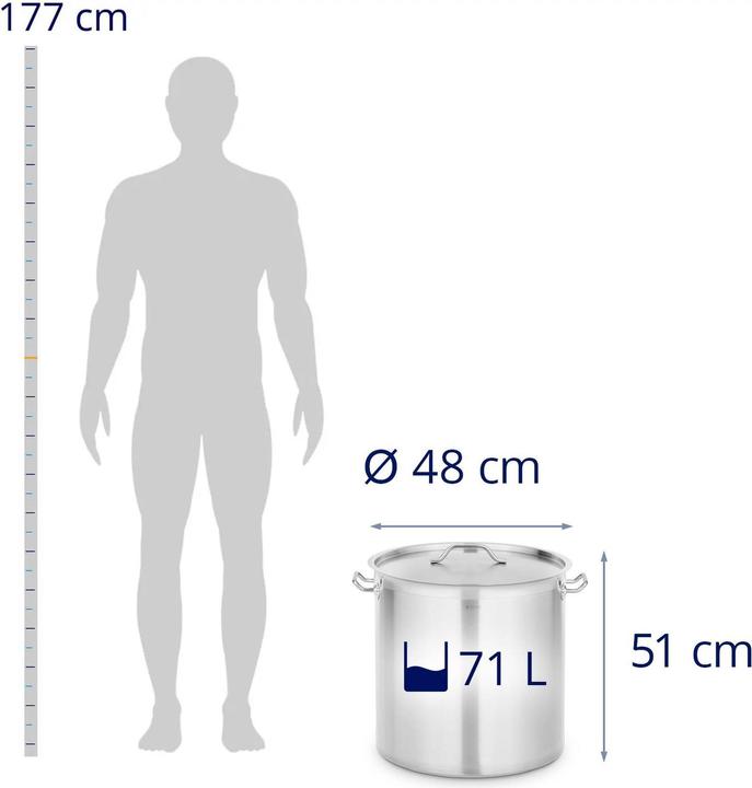 Actual product image Royal Catering Kochtopf Induktion Topf für Induktion Induktionsherd Topf 71 L 450 mm (45 cm, Pot, Stainless steel)