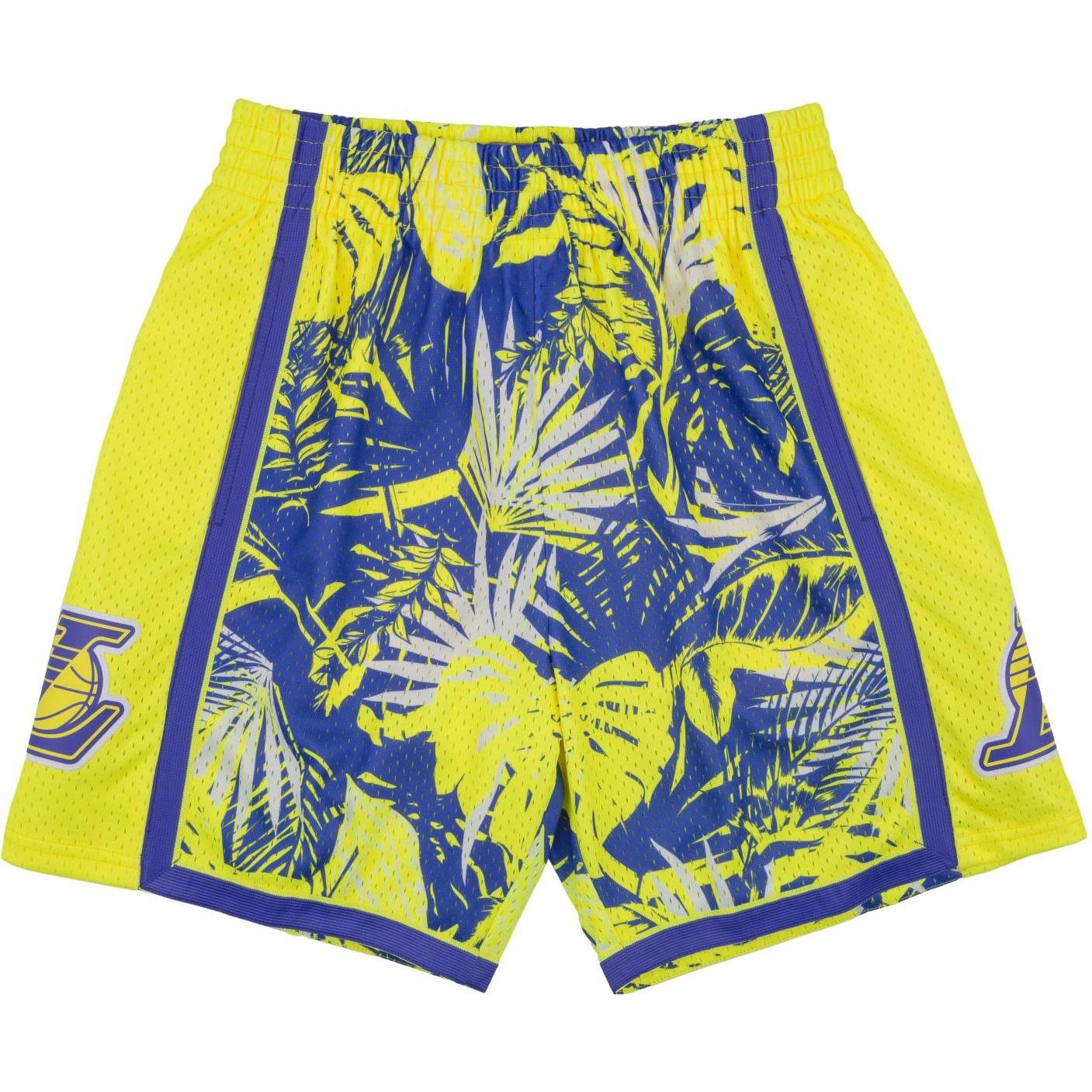 Mitchell & Ness, Herren, Shorts, M&N TROPICAL Swingman Los Angeles Lakers Shorts - XL, Gelb, (XL)