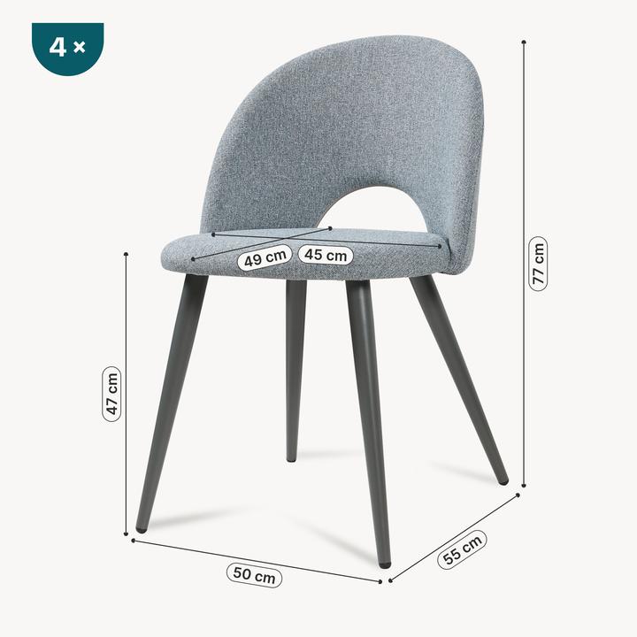 Produktbild En.Casa Esszimmerstuhl Karijoki 4er Set Webstoff Grau