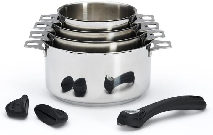 Immagine prodotto de Buyer Tegame Twisty Induction Set di 4 (14 cm, Set di pentole e padelle da cucina, Acciaio inossidabile)