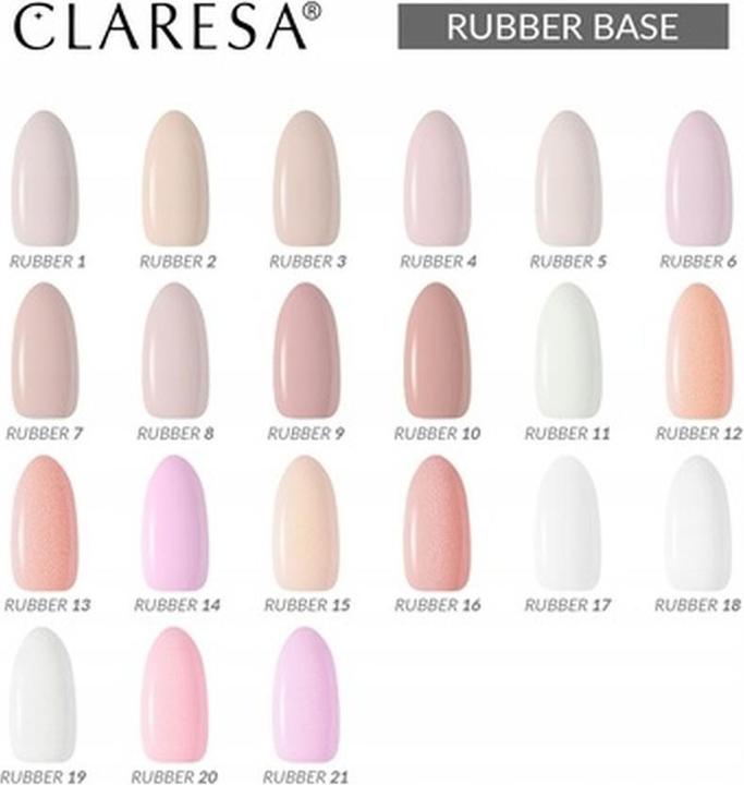 Produktbild Claresa Gummibasis 5ml - 12er-Pack (Glitter Gold, Base Coat, Gel-Effekt Nagellack)