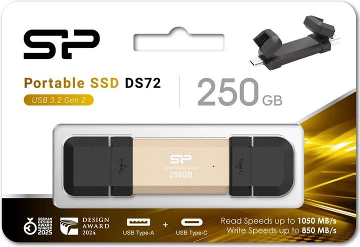 Immagine prodotto Silicon Power 250GB USB Stick USB Typ A+C 1050/850MB's gold (250 GB, USB-A, USB-C)