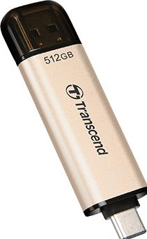 Actual product image Transcend JetFlash 930C USB flash drive 512 GB USB Type-A / USB Type-C 3.2 Gen 1 (3.1 Gen 1) Gold (512 GB, USB-A, USB-C)