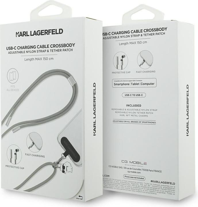 Produktbild Karl Lagerfeld - Data Cable Choupette Charm (KLCCUCNMSCKIG) - Type-C to Type-C, Universal - Grey (1.50 m)
