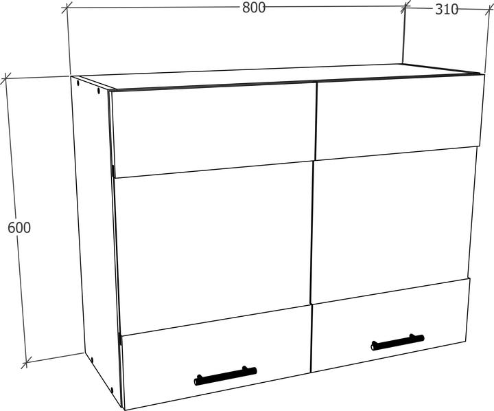 Produktbild VCM Küchenschrank Breite 80 cm Matt Glastür Hängeschrank Küche Küchenmöbel Esilo (60 x 80 x 31 cm)