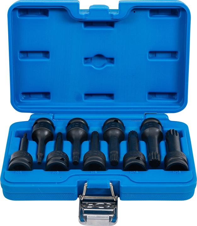 Actual product image BGS Impact Bit Socket Set 12.5 mm (1/2") Drive Spline (for XZN) M4 - M16 9 pcs. (Internal multi-tooth M4 - M16)