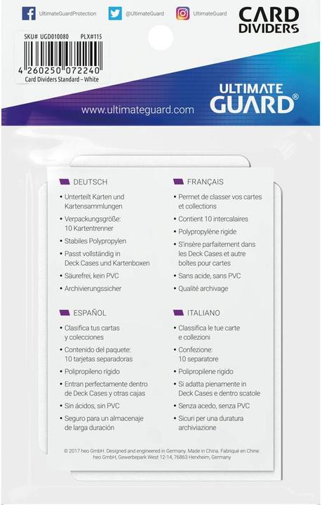 Produktbild Ultimate Guard UGD010080 - Kartentrenner - Standardgrösse, 10 Stk., weiss