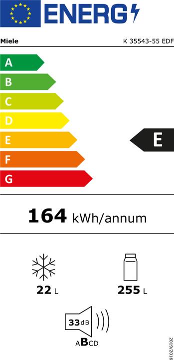 Energy Label Miele K 35543-55 EDF Re (277 l)