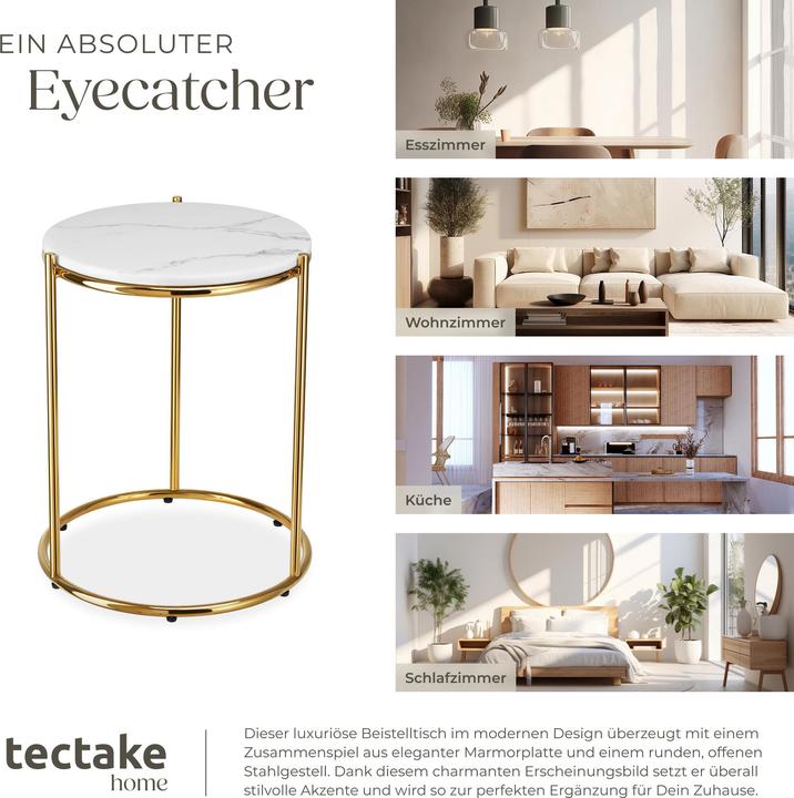 Actual product image tectake Side table Ellsa, marble top, steel frame