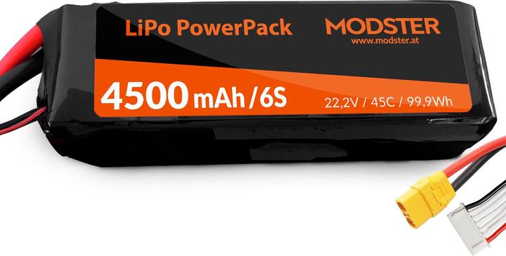 Immagine prodotto Modster Batteria LiPo 6S 22.2V 4500 mAh 45C (XT90) PowerPack (22.20 V, 4500 mAh)