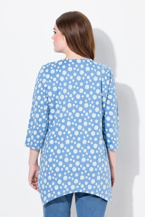 Image du produit Ulla Popken Chemise, ourlet en pointes, col en V, manches 3/4, coton biologique (50, 52)