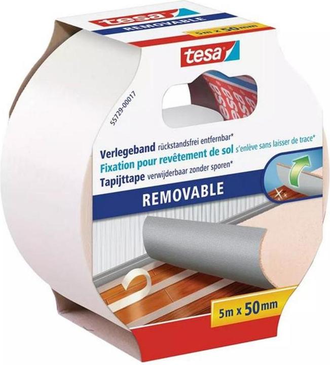 tesa Verlegeband REMOVABLE, doppelseitiges Klebeband, rückstandsfrei entfernbar (50 mm)