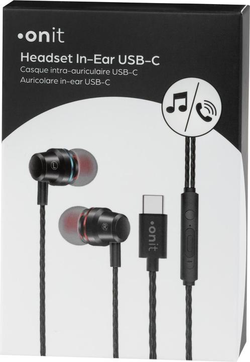 Produktbild Onit In-Ear-Kopfhörer USB Typ-C Schwarz (Keine Geräuschunterdrückung, Kabelgebunden)