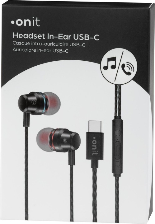 Produktbild Onit In-Ear-Kopfhörer USB Typ-C Schwarz (keine Geräuschunterdrückung, Kabelgebunden)