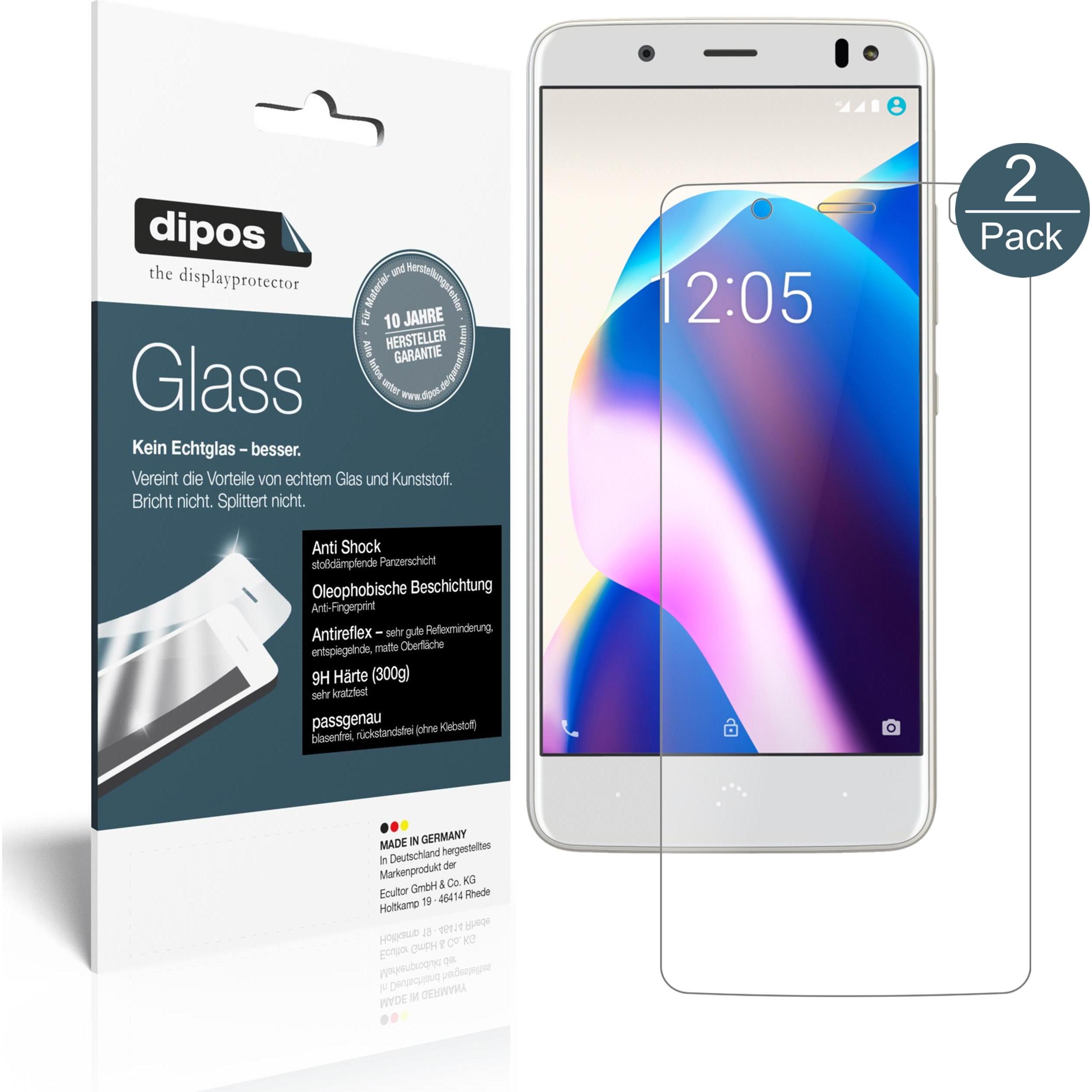 Dipos Displayschutz Anti-Shock (2 Stück, BQ Aquaris U2), Smartphone Schutzfolie, Transparent