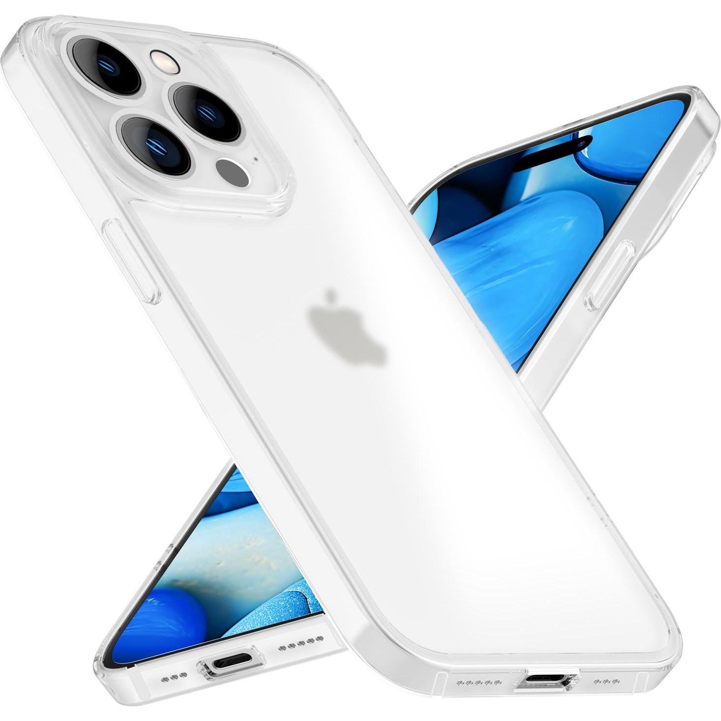 Nalia Halb-Klare Harte Hülle (Apple iPhone 15 Pro), Smartphone Hülle, Weiss