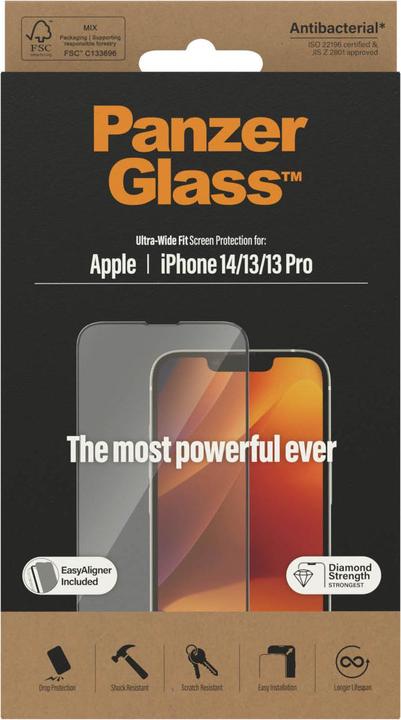 PanzerGlass Ultra-Wide Fit (1 Piece, Apple iPhone 13, Apple iPhone 14, Apple iPhone 13 Pro)
