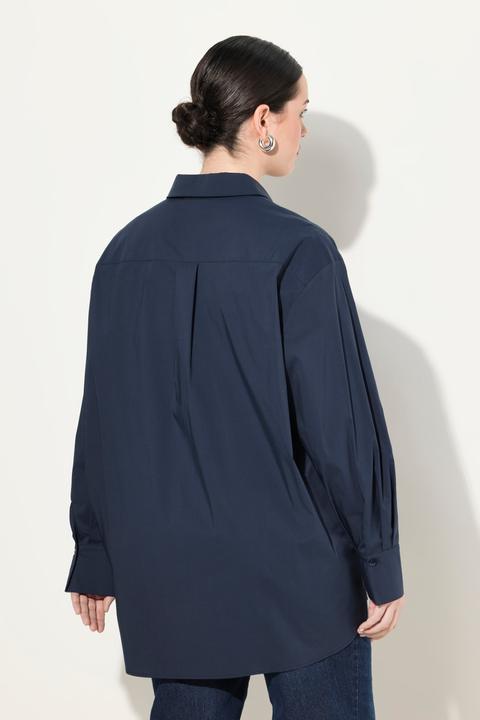 Produktbild Ulla Popken Hemdbluse, Perlmuttknöpfe, oversized, Langarm (54)