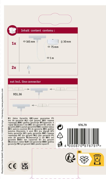 Actual product image Paulmann URail cable feed