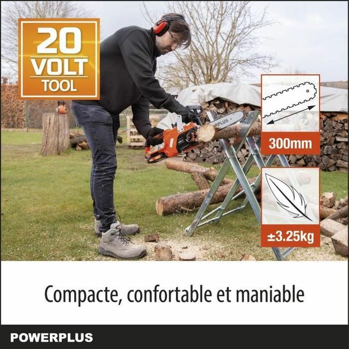 Produktbild Powerplus Dual Power Kettensäge 20V 300mm - exkl. Akku und Ladegerät - 1 Acc. (Akku Kettensäge)