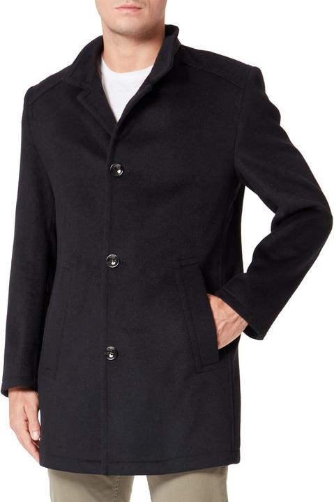 Bugatti Classic Stand Collar Coat with Slant Pockets and Contrasting Lower Collar