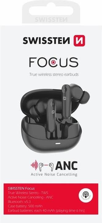 Actual product image Swissten Bluetooth ANC Earphones Focus Black (ANC, 20 h, Wireless)