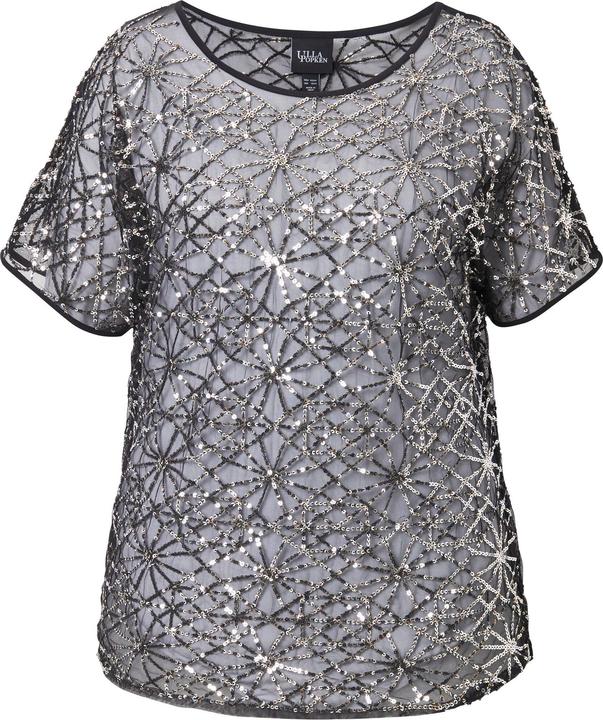 Produktbild Ulla Popken Mesh-Bluse, Pailletten, Oversized, Rundhals, ärmellos (54)