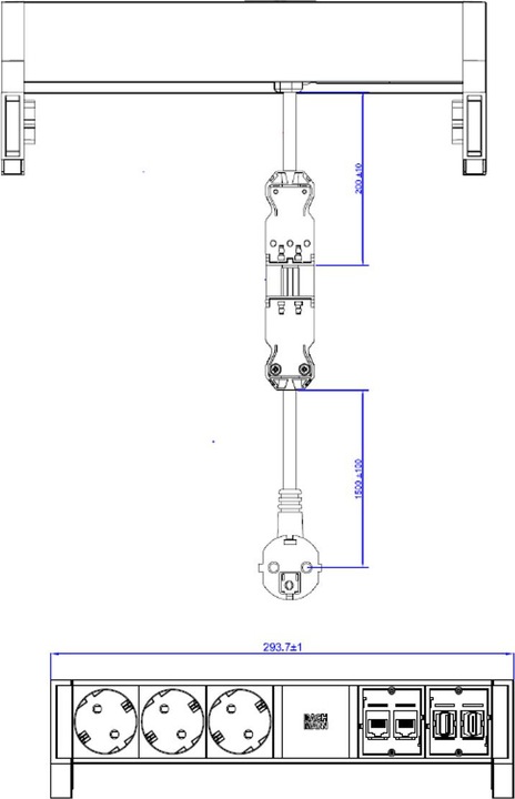 Actual product image Bachmann Desk 2 (7 x, USB, HDMI, RJ45, CEE 7/7, 1.50 m)