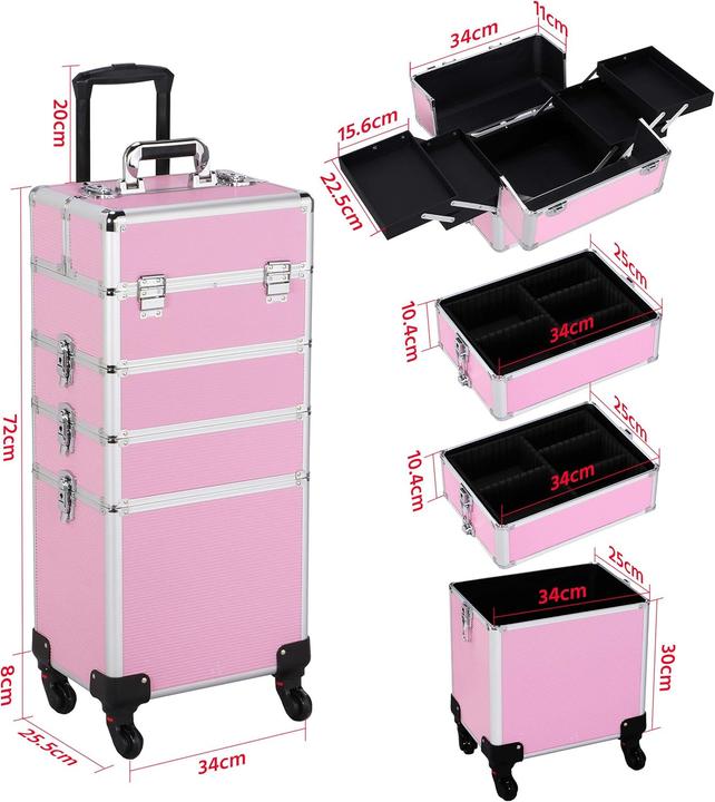 Actual product image Yaheetech Aluminium Cosmetic Case Trolley, Pink