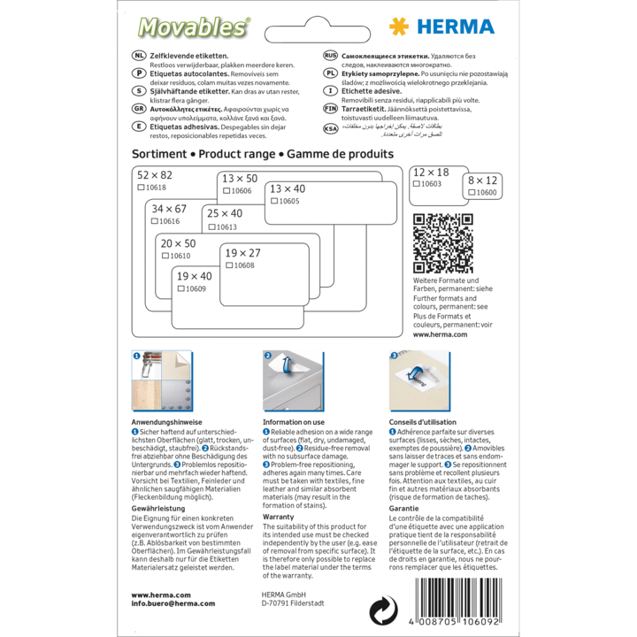Produktbild Herma Ablösbare Vielzweck-Etiketten