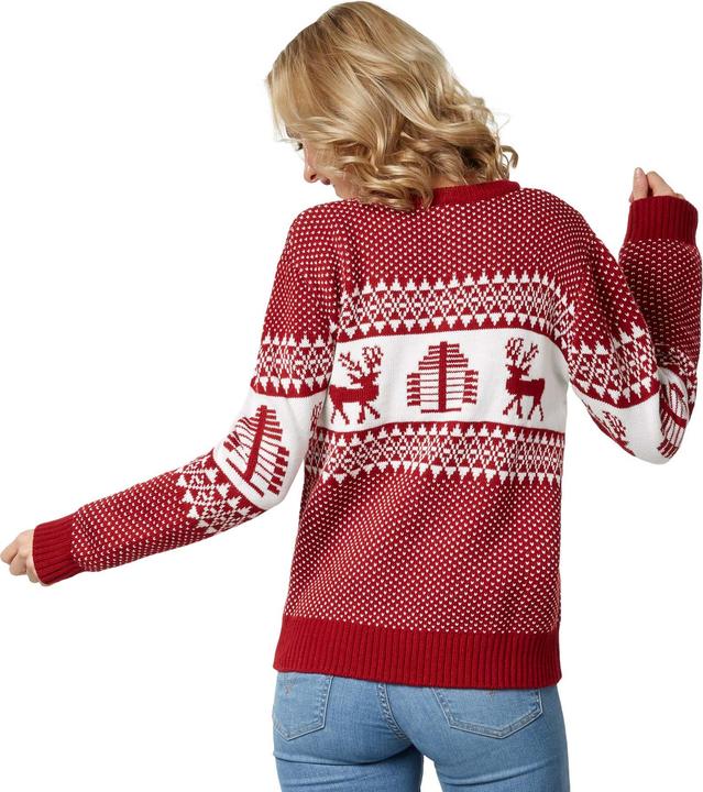 Produktbild tectake Weihnachtspullover Winterwunderland rot-weiss für Frauen (XL)