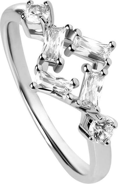 Silver Cat - Square silver ring with zircons SC333 - Circuit: 56 mm