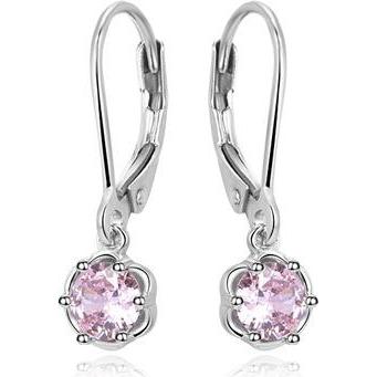 Thumbnail - Beneto, Ohrringe, Flattering silver earrings with pink zirconia AGUC3340-P