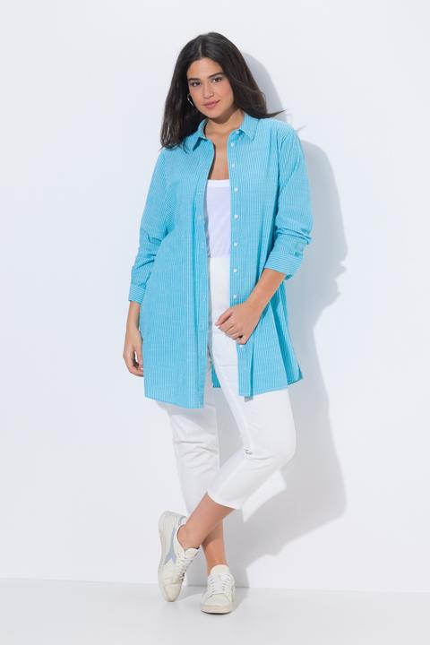 Actual product image Ulla Popken Pinstripe Button-Down Tunic Blouse (54)